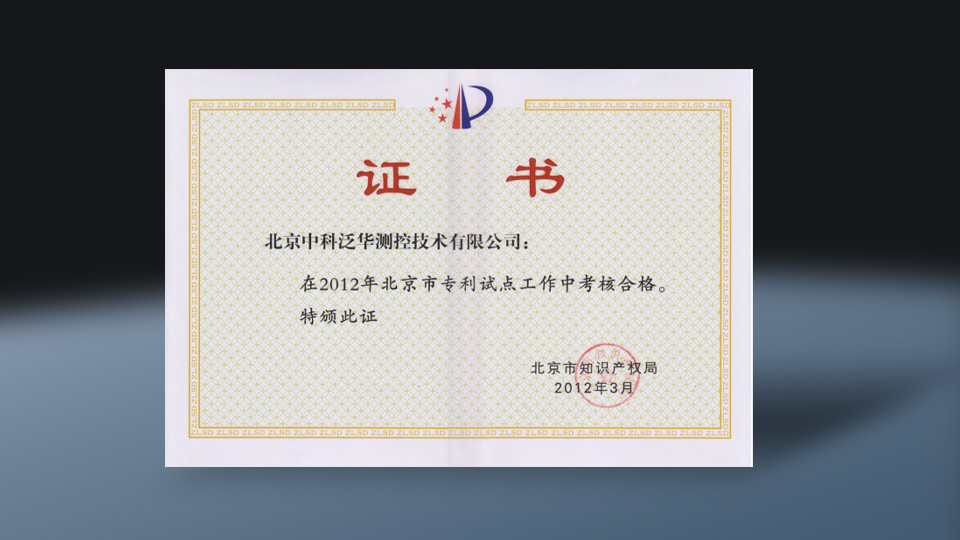 专利试点证书